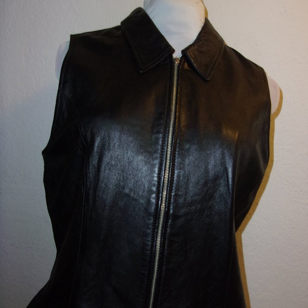 GEOFFREY BEENE BLACK LEATHER VEST 6